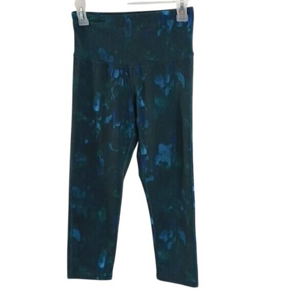 Champion C9 Leggings Cropped Activewear Blue Abstract Stretch Pull On Size S - Picture 1 of 5